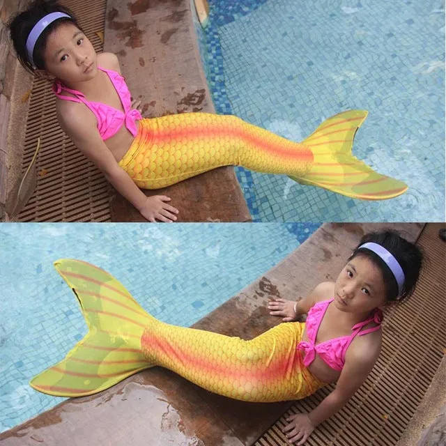 13 Color Girls Swimmable Mermaid Tail W Monofin Christmas gift For Kids Children Mermaid Tail