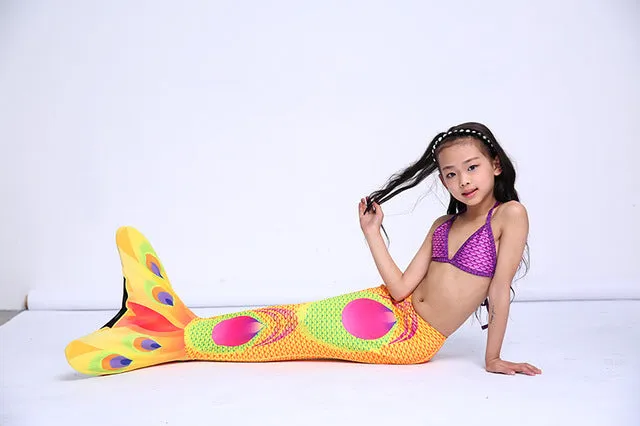 13 Color Girls Swimmable Mermaid Tail W Monofin Christmas gift For Kids Children Mermaid Tail
