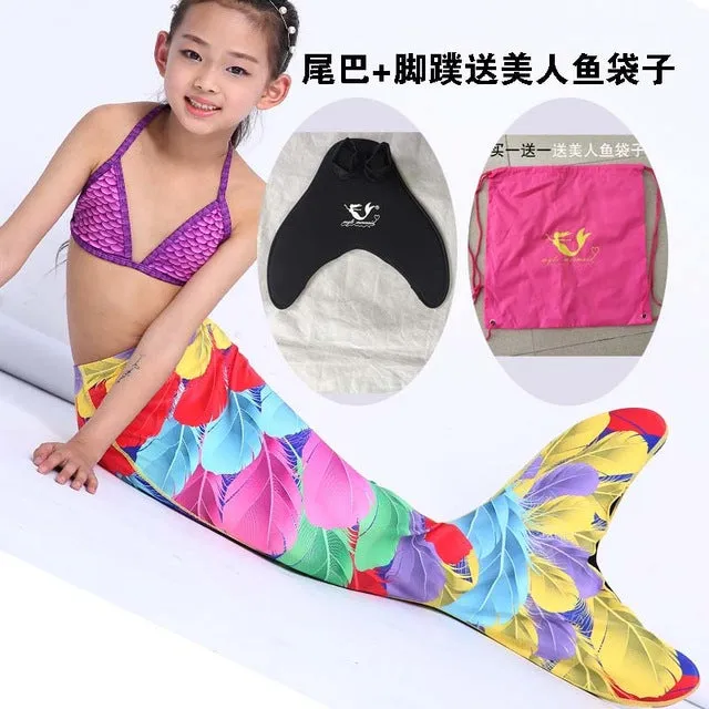 13 Color Girls Swimmable Mermaid Tail W Monofin Christmas gift For Kids Children Mermaid Tail