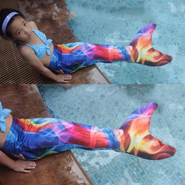 13 Color Girls Swimmable Mermaid Tail W Monofin Christmas gift For Kids Children Mermaid Tail