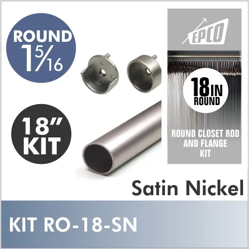 18 Inch Satin Nickel Round 1 5/16 Rod kit