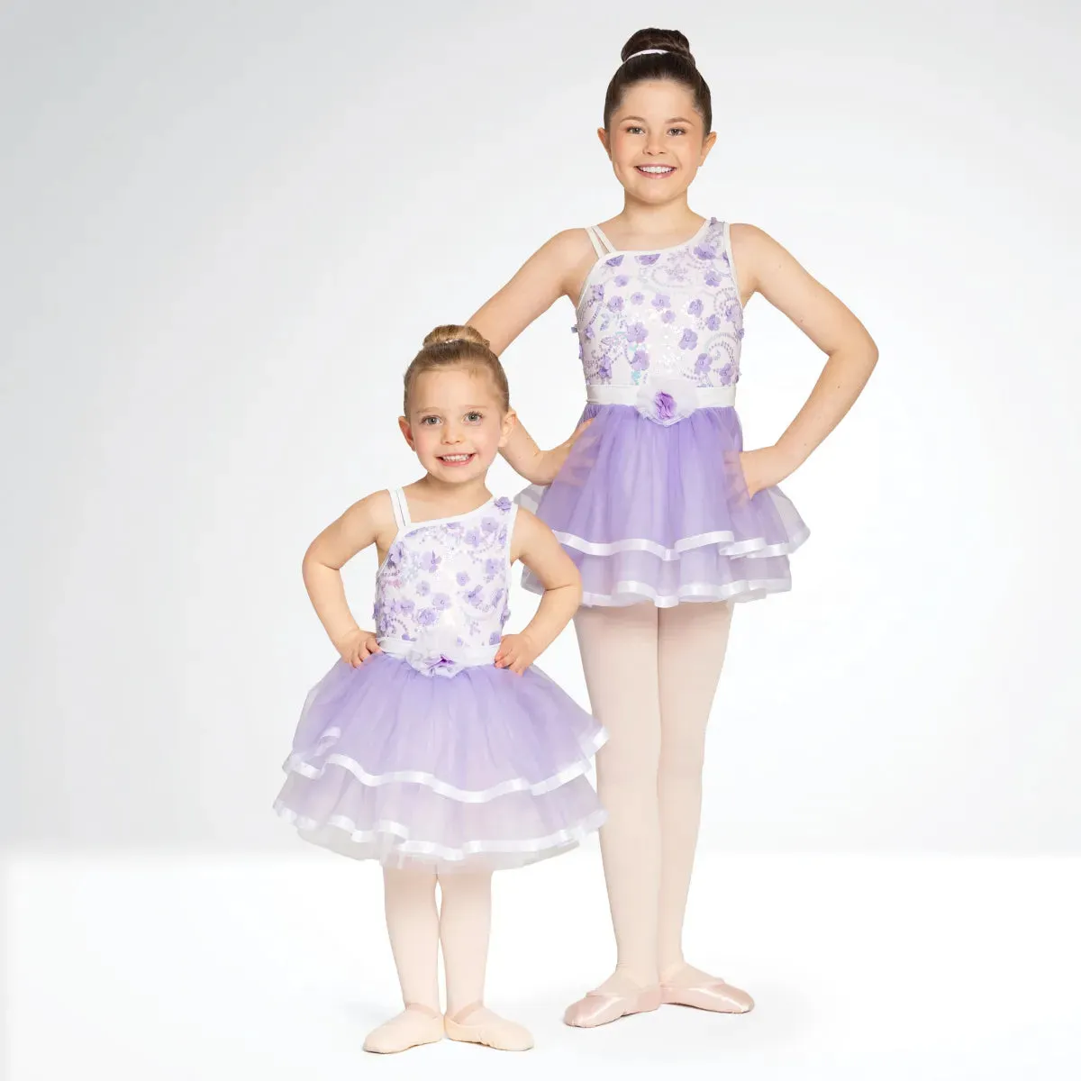 1st Position Floral Textured Ballet Dress with Ribbon Trim