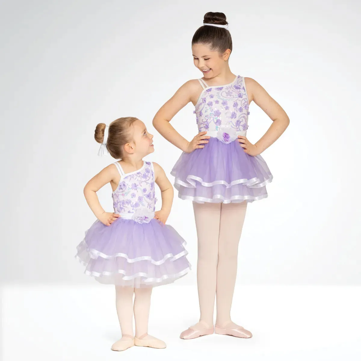 1st Position Floral Textured Ballet Dress with Ribbon Trim