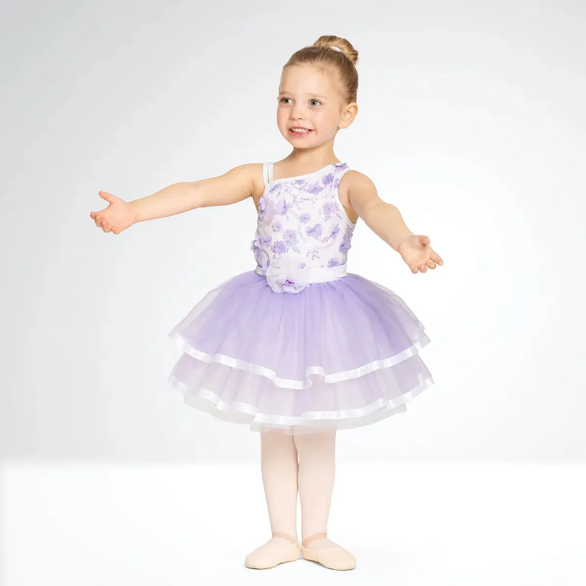 1st Position Floral Textured Ballet Dress with Ribbon Trim
