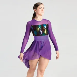 1st Position Long Sleeved Leotard with Harlequin Detail and Separate Skirt