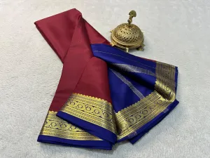 A Symphony of Silk: Pure Mysore Saree with Zari Border Mastery
