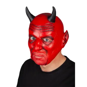 Adults Devil Mask With Open Mouth Horns Red Demon Fancy Dress