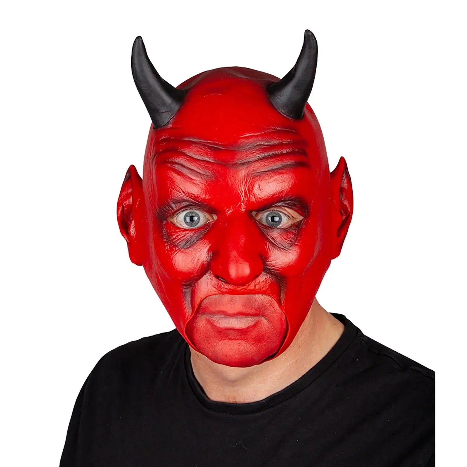 Adults Devil Mask With Open Mouth Horns Red Demon Fancy Dress