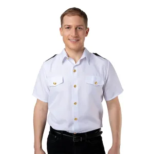 Adults Ship Captain Shirt White Short Sleeve Fancy Dress
