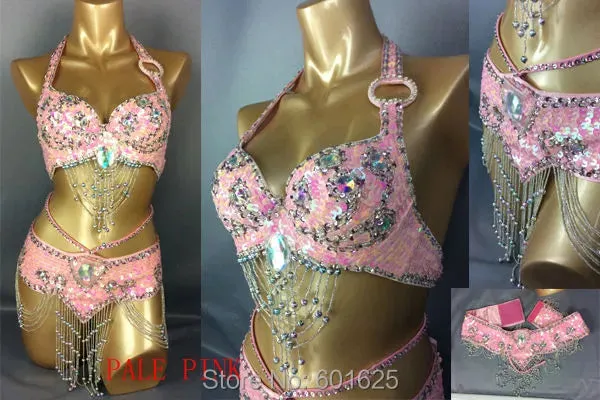 Beaded Sequins Belly Dancing Belt Bra Samba Costumes