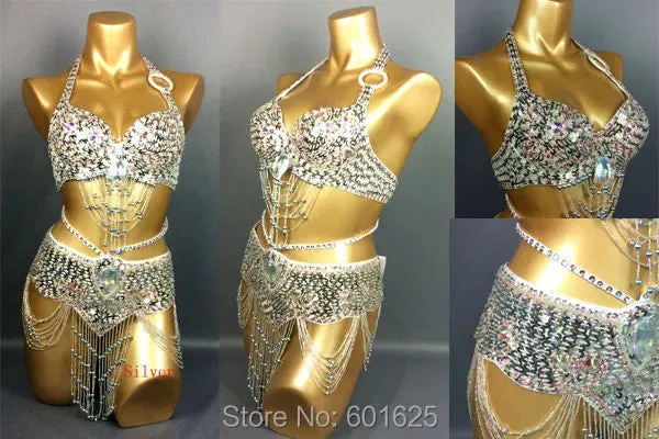 Beaded Sequins Belly Dancing Belt Bra Samba Costumes