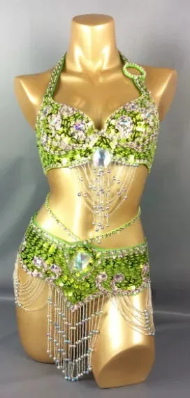 Beaded Sequins Belly Dancing Belt Bra Samba Costumes