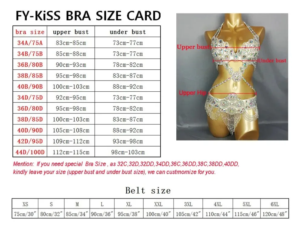 Beaded Sequins Belly Dancing Belt Bra Samba Costumes