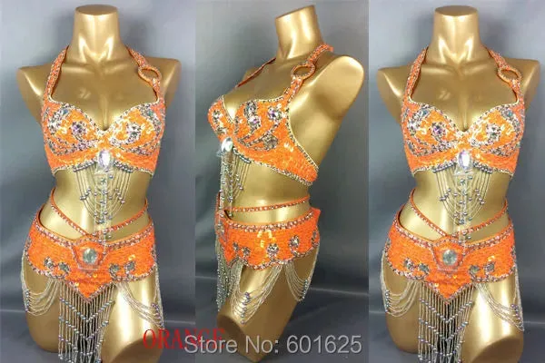 Beaded Sequins Belly Dancing Belt Bra Samba Costumes