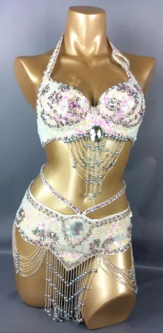 Beaded Sequins Belly Dancing Belt Bra Samba Costumes