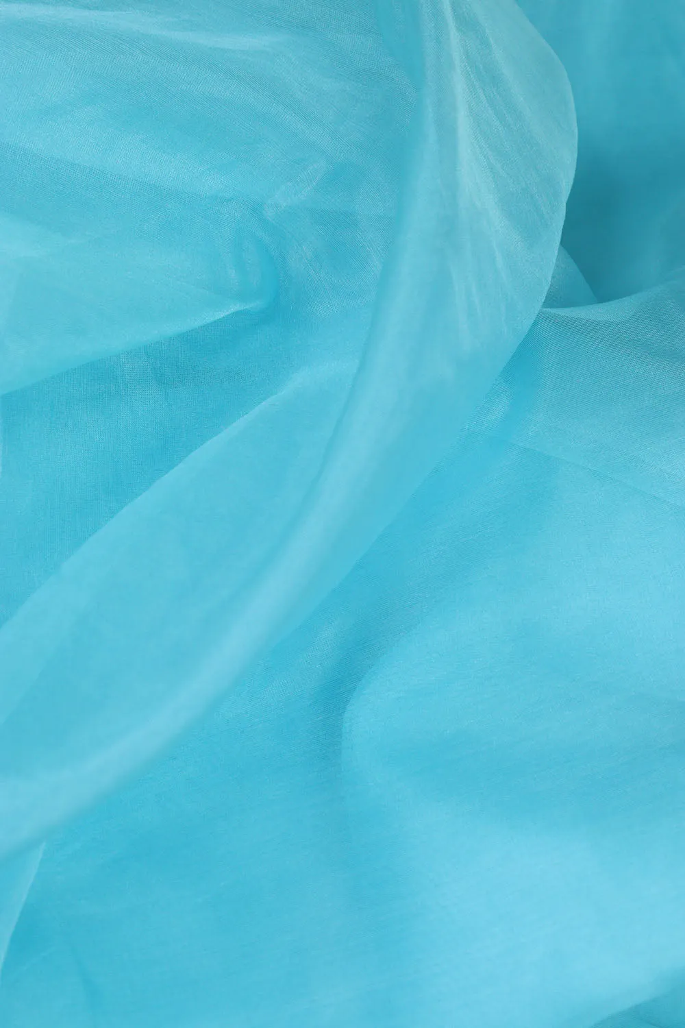 Blue Organza Silk Fabric: Elegant and Versatile  ( 1 Mtr )