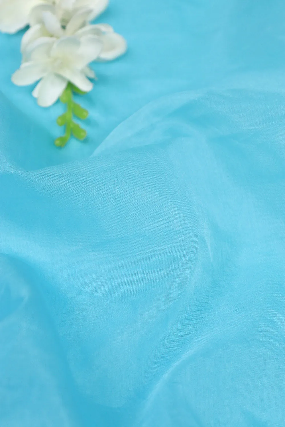 Blue Organza Silk Fabric: Elegant and Versatile  ( 1 Mtr )