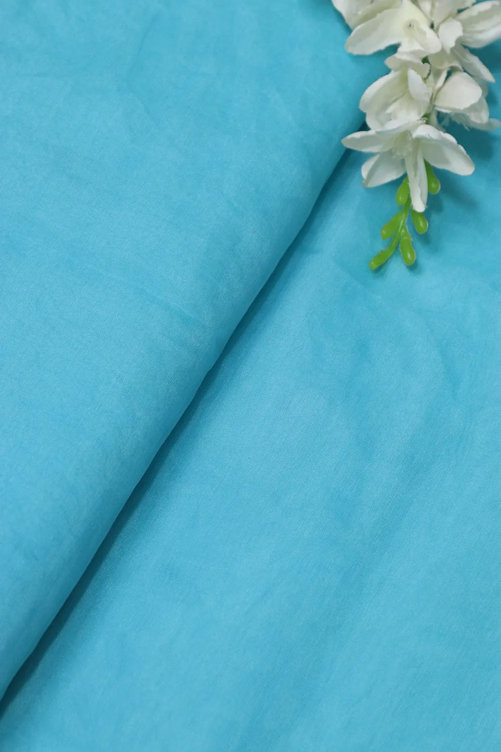 Blue Organza Silk Fabric: Elegant and Versatile  ( 1 Mtr )