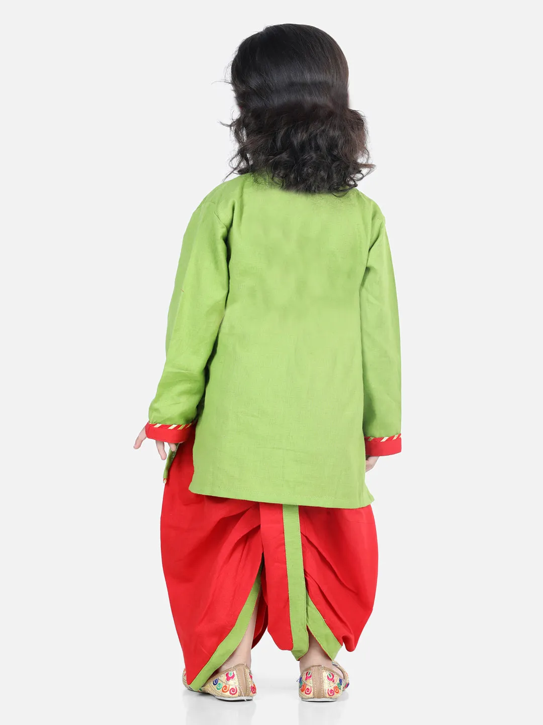 BownBee Full Sleeves Peacock Feather Embroidery Kurta With Dhoti -Sets