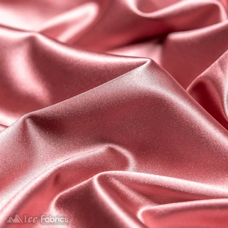 Casino 4 Way Stretch Satin Fabric Shiny Dusty Rose Silky Spandex