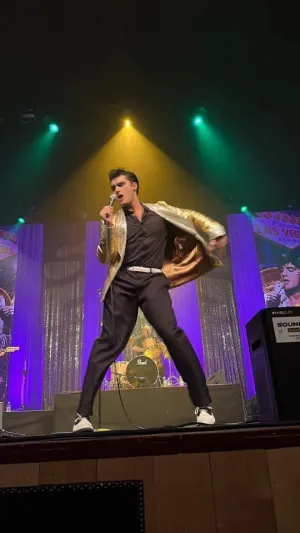 Custom Made - Elvis Gold Leather Suit Jacket & Trousers