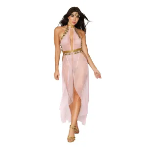 Dreamgirl Lingerie Belly-dancer themed teddy with attached open-front long skirt and coin trim headdress - 12825
