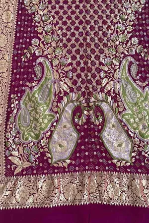 Elegant Purple Banarasi Bandhani Georgette Dupatta