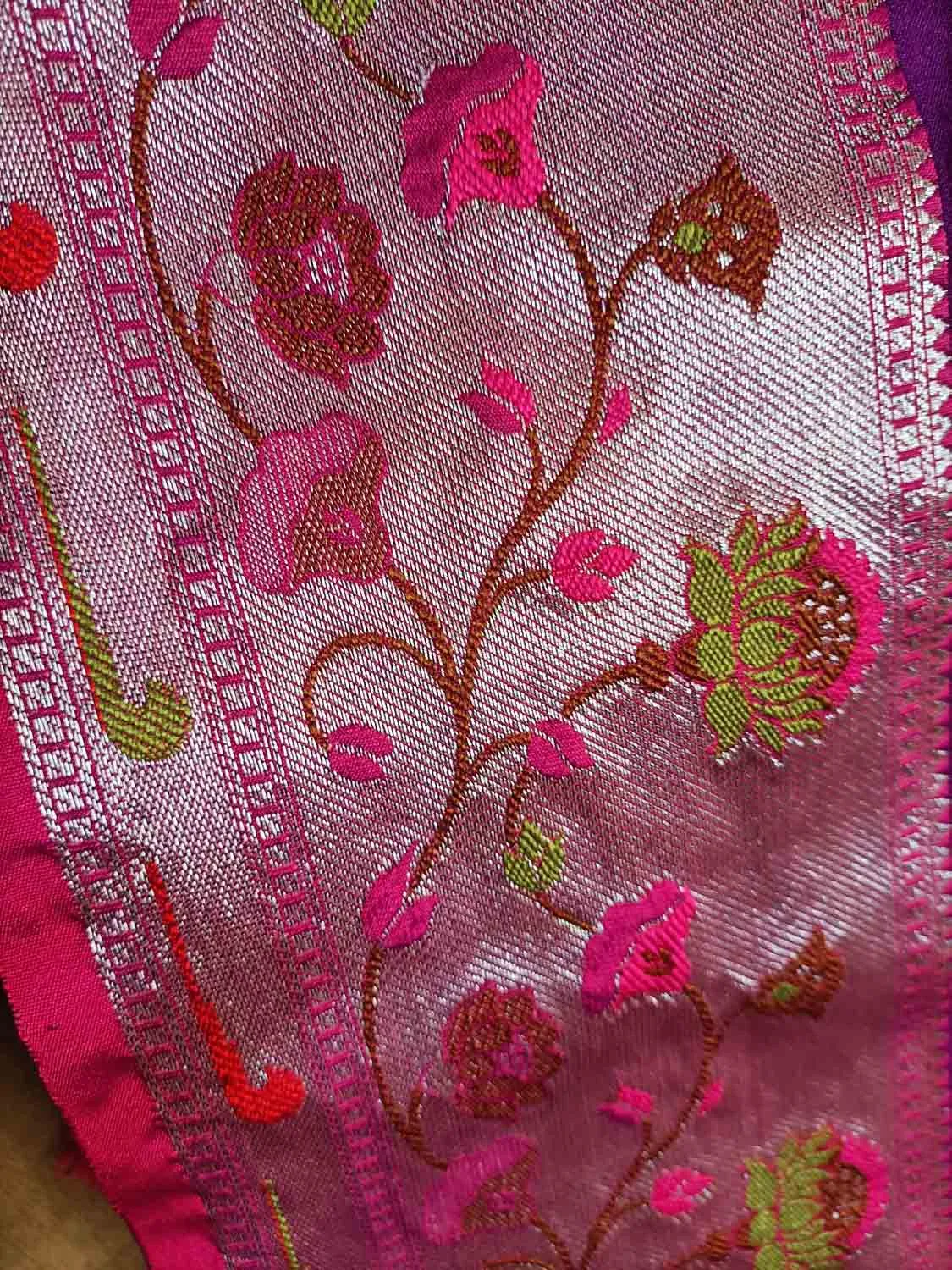 Elegant Purple Banarasi Chiniya Silk Saree with Paithani Border