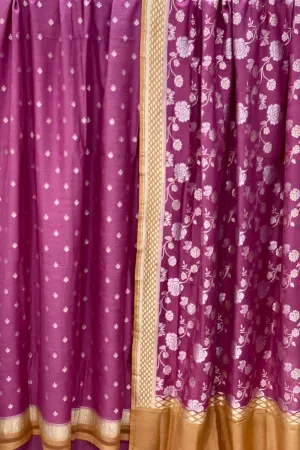 Elegant Purple Banarasi Handloom Pure Moonga Silk Suit Set