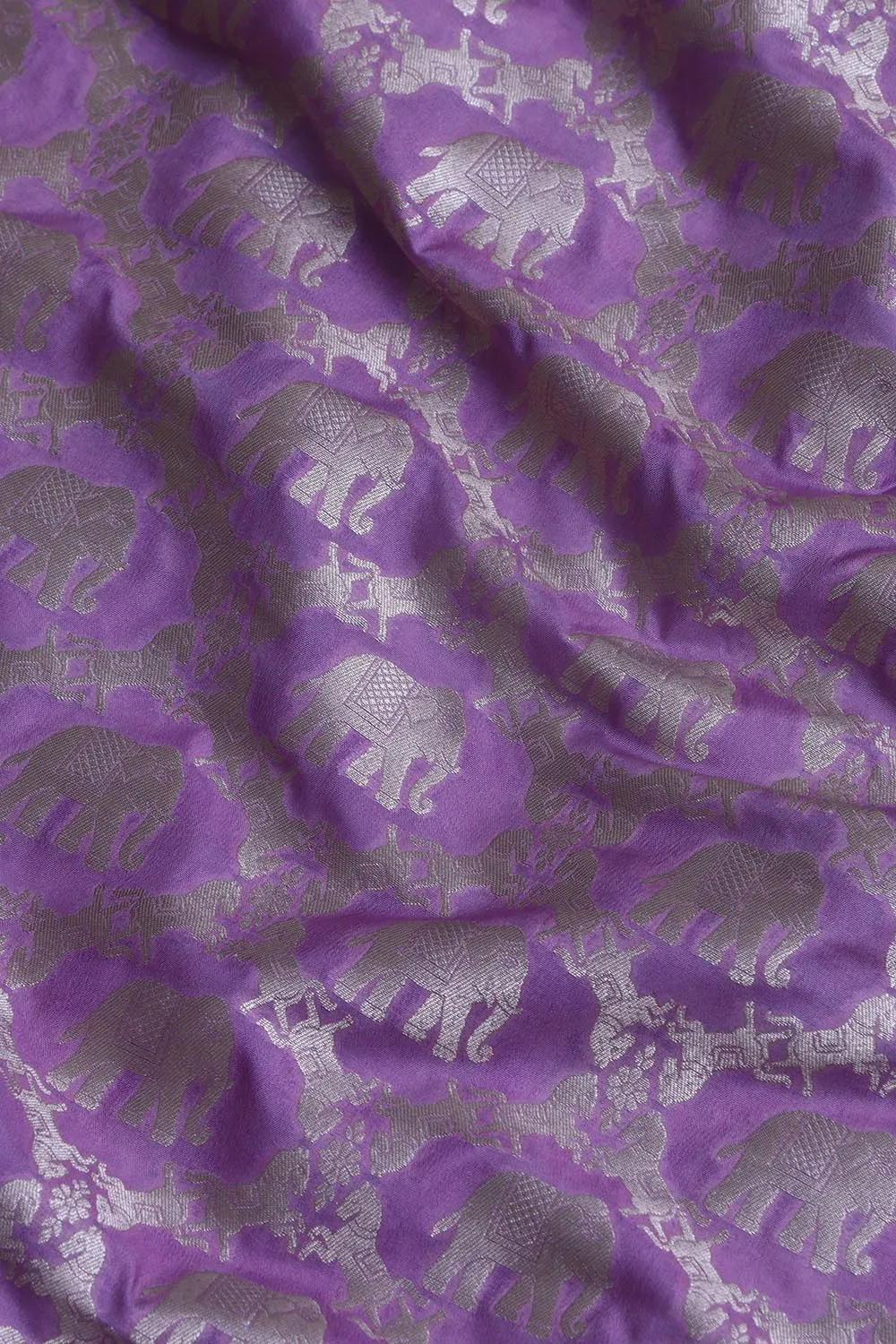 Elegant Purple Banarasi Silk Suit With Purple Banarasi Silk Shikargah Design Dupatta