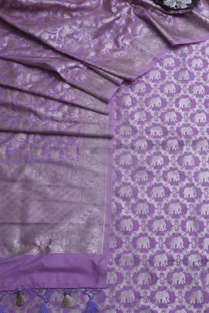 Elegant Purple Banarasi Silk Suit With Purple Banarasi Silk Shikargah Design Dupatta