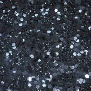 Embroidered Onyx Abstract Black Sequin Fabric