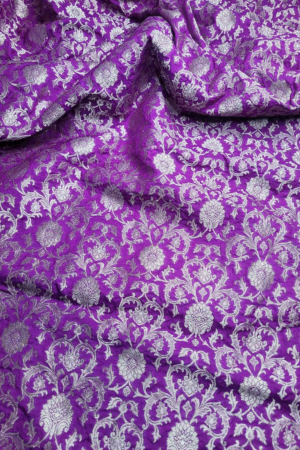 Exquisite Purple Banarasi Silk Fabric - Luxurious Elegance ( 1 Mtr )