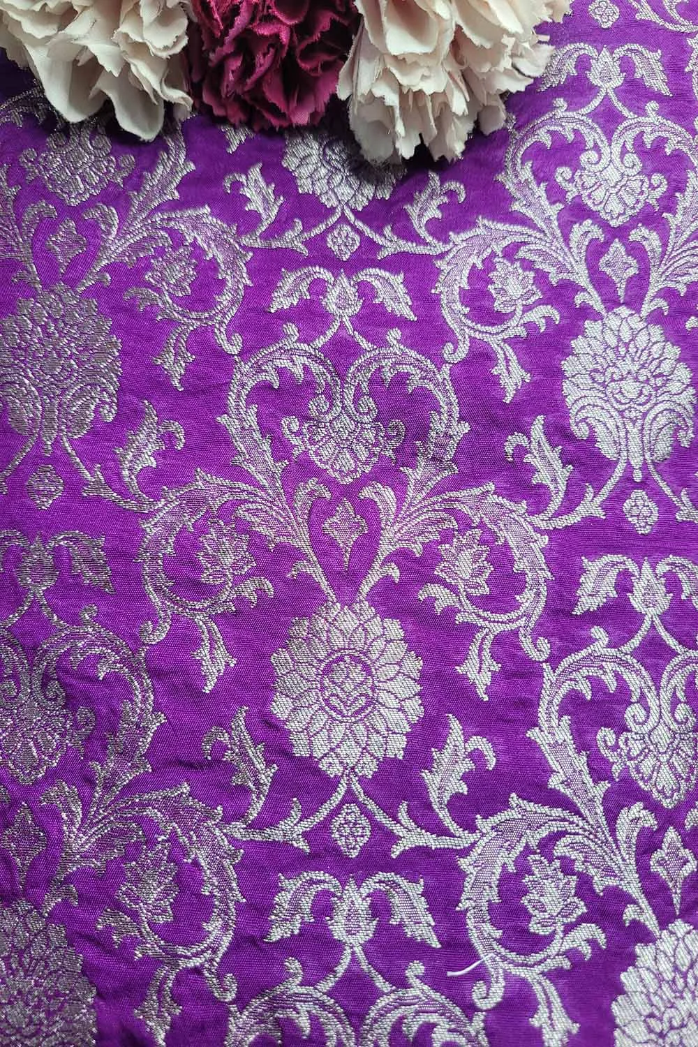 Exquisite Purple Banarasi Silk Fabric - Luxurious Elegance ( 1 Mtr )