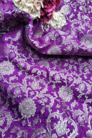 Exquisite Purple Banarasi Silk Fabric - Luxurious Elegance ( 1 Mtr )