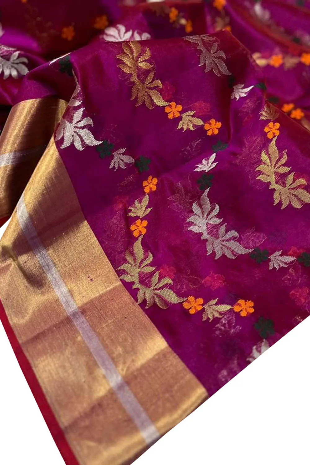 Exquisite Purple Chanderi Silk Saree