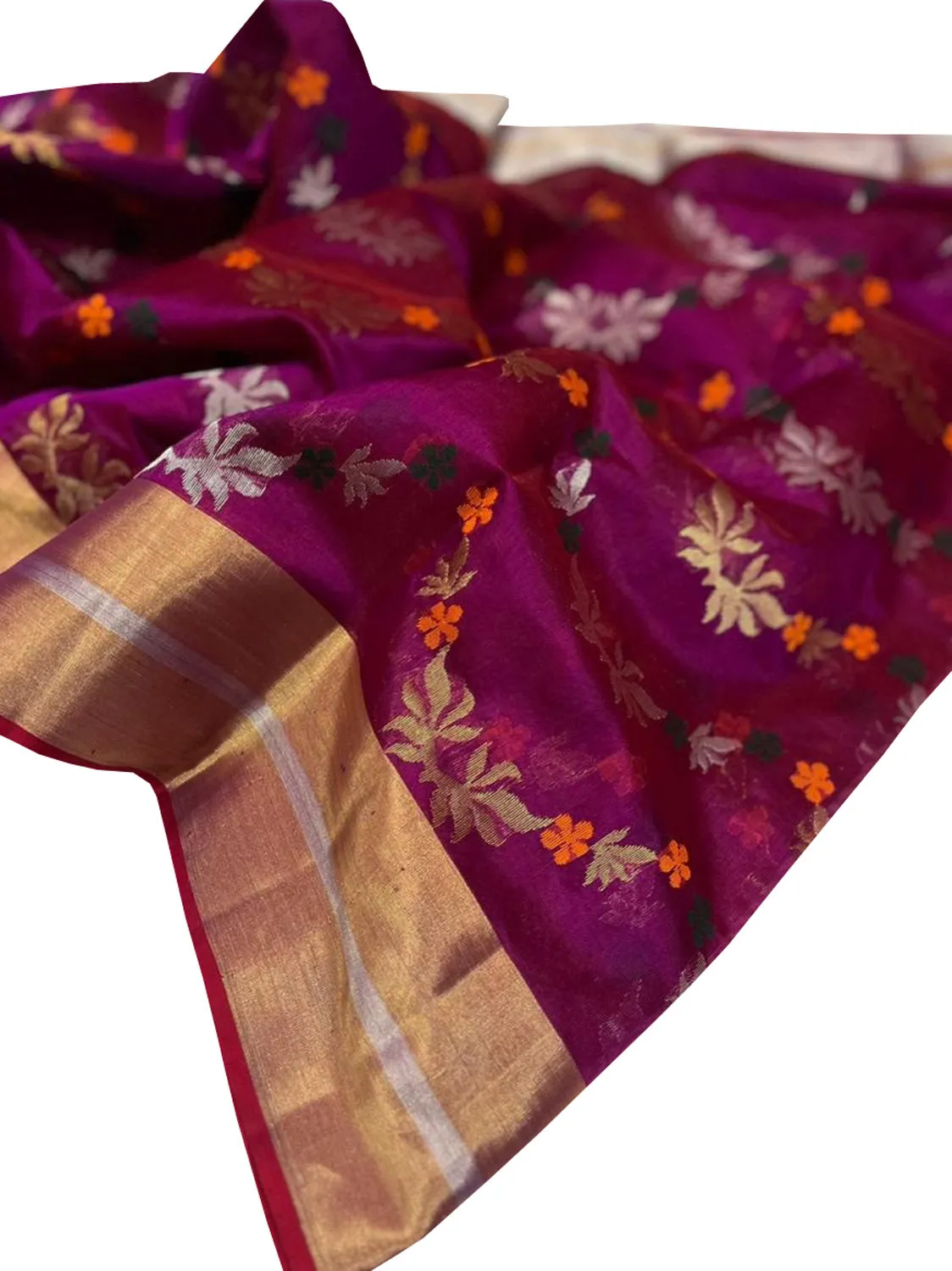 Exquisite Purple Chanderi Silk Saree