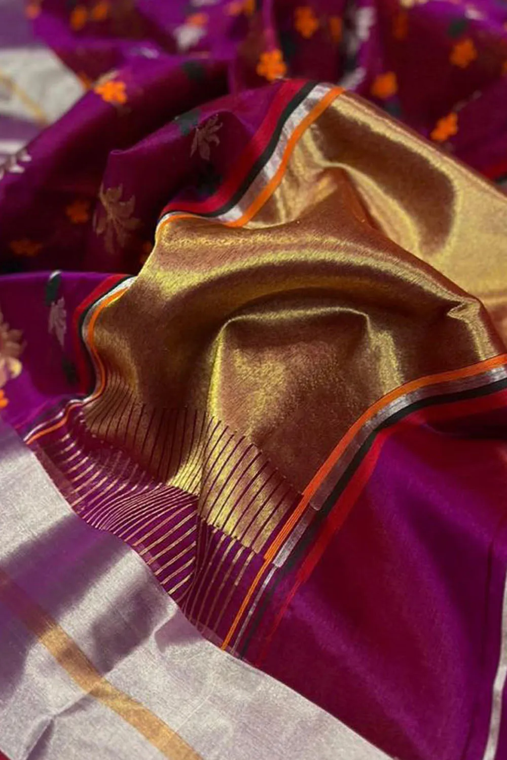 Exquisite Purple Chanderi Silk Saree