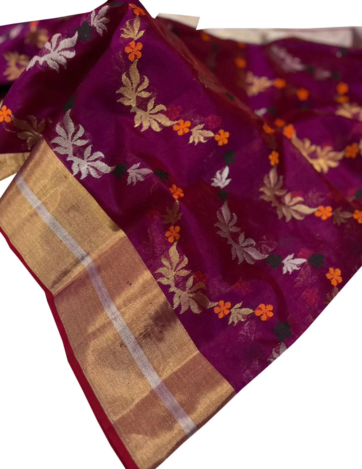 Exquisite Purple Chanderi Silk Saree
