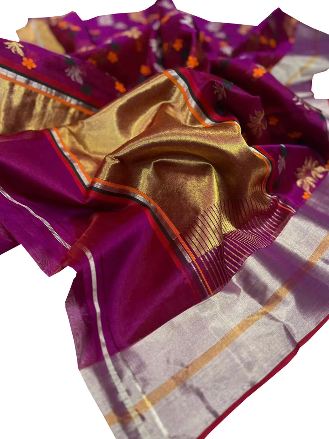 Exquisite Purple Chanderi Silk Saree