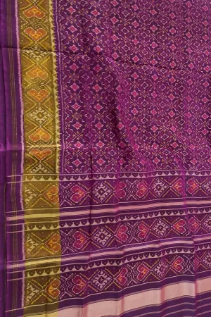 Exquisite Purple Handloom Patola Single Ikat Pure Silk Saree: A Timeless Masterpiece