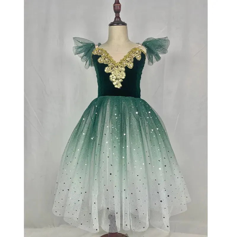 Fae Ballerina Aurora's Long Ballet Dance Dress Children Women