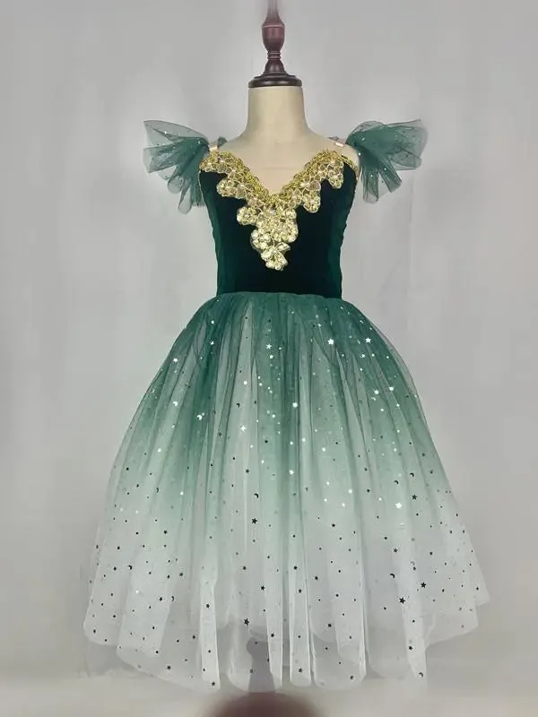 Fae Ballerina Aurora's Long Ballet Dance Dress Children Women