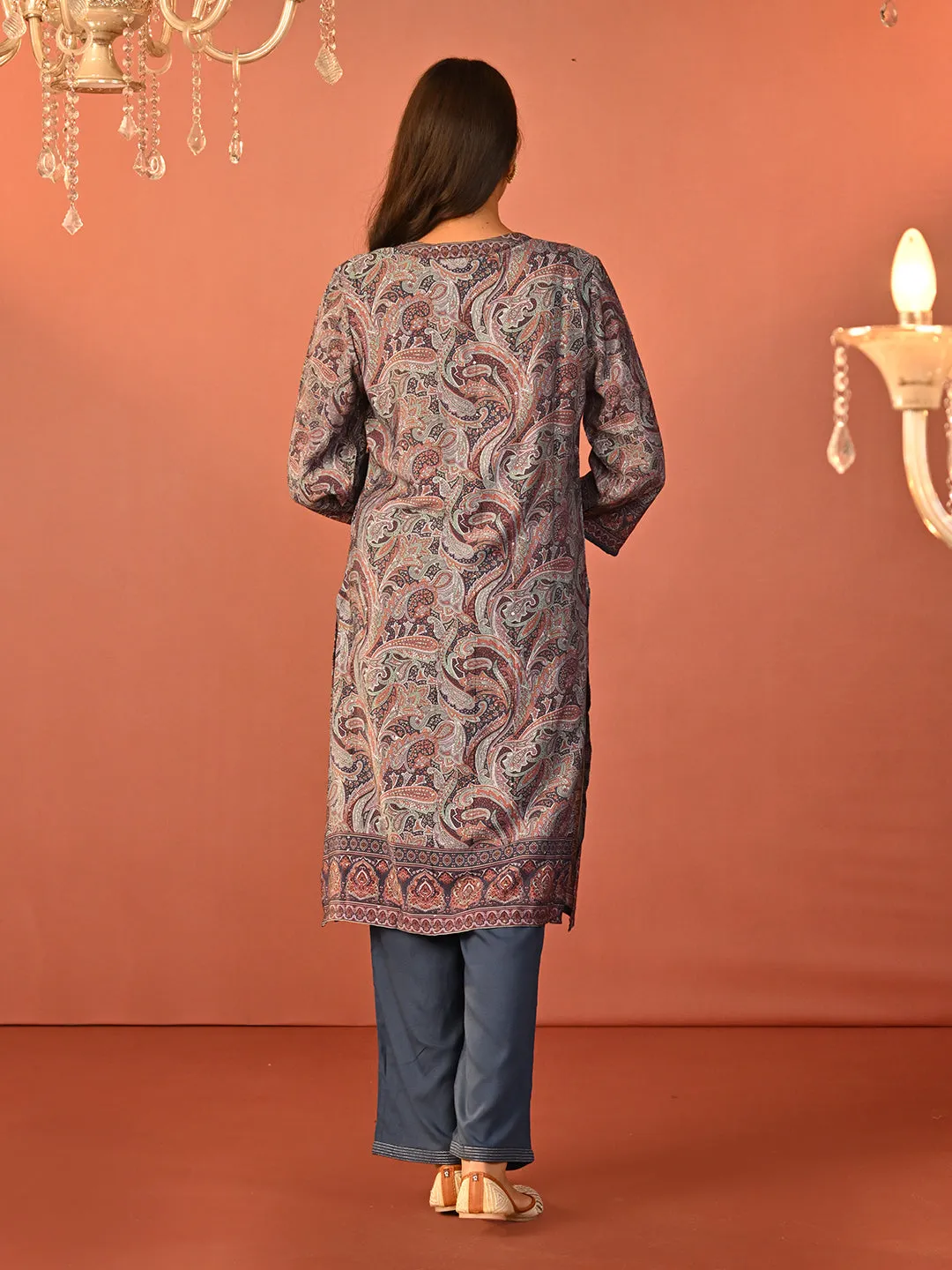Fiza Blue Printed Co-ord Set for Women