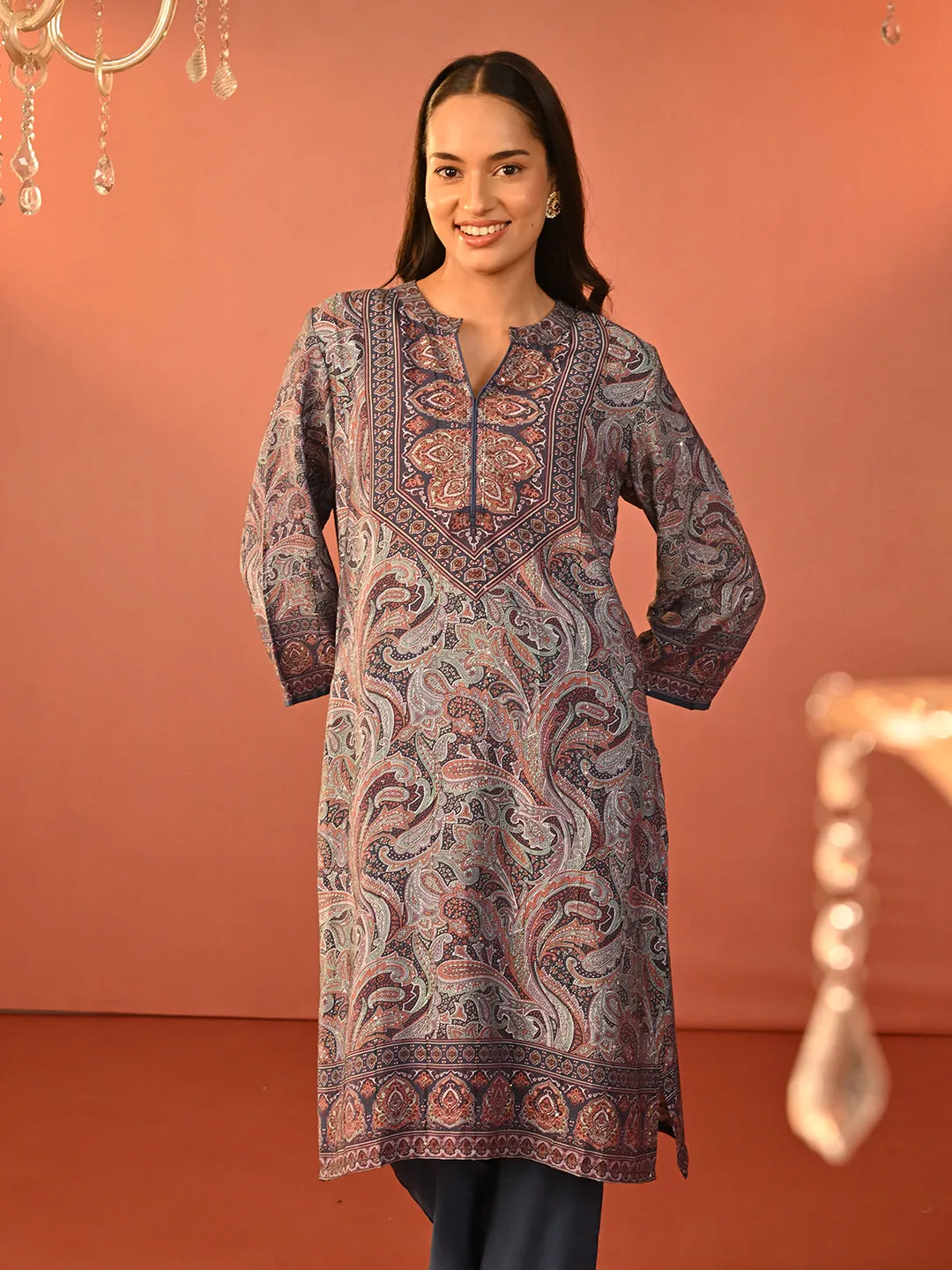 Fiza Blue Printed Co-ord Set for Women