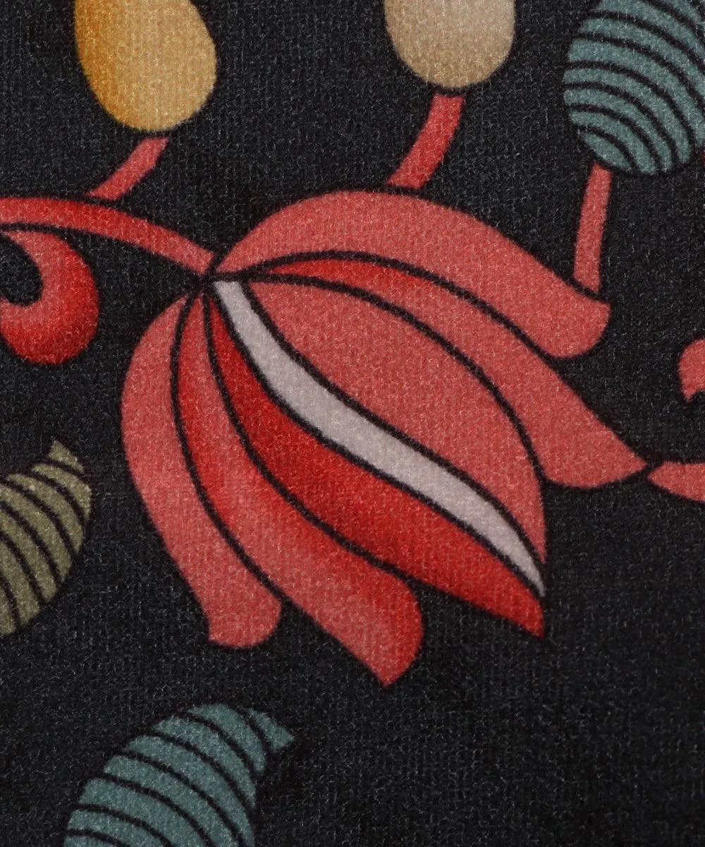 Forest Green Colour Floral Digital Print Velvet Fabric