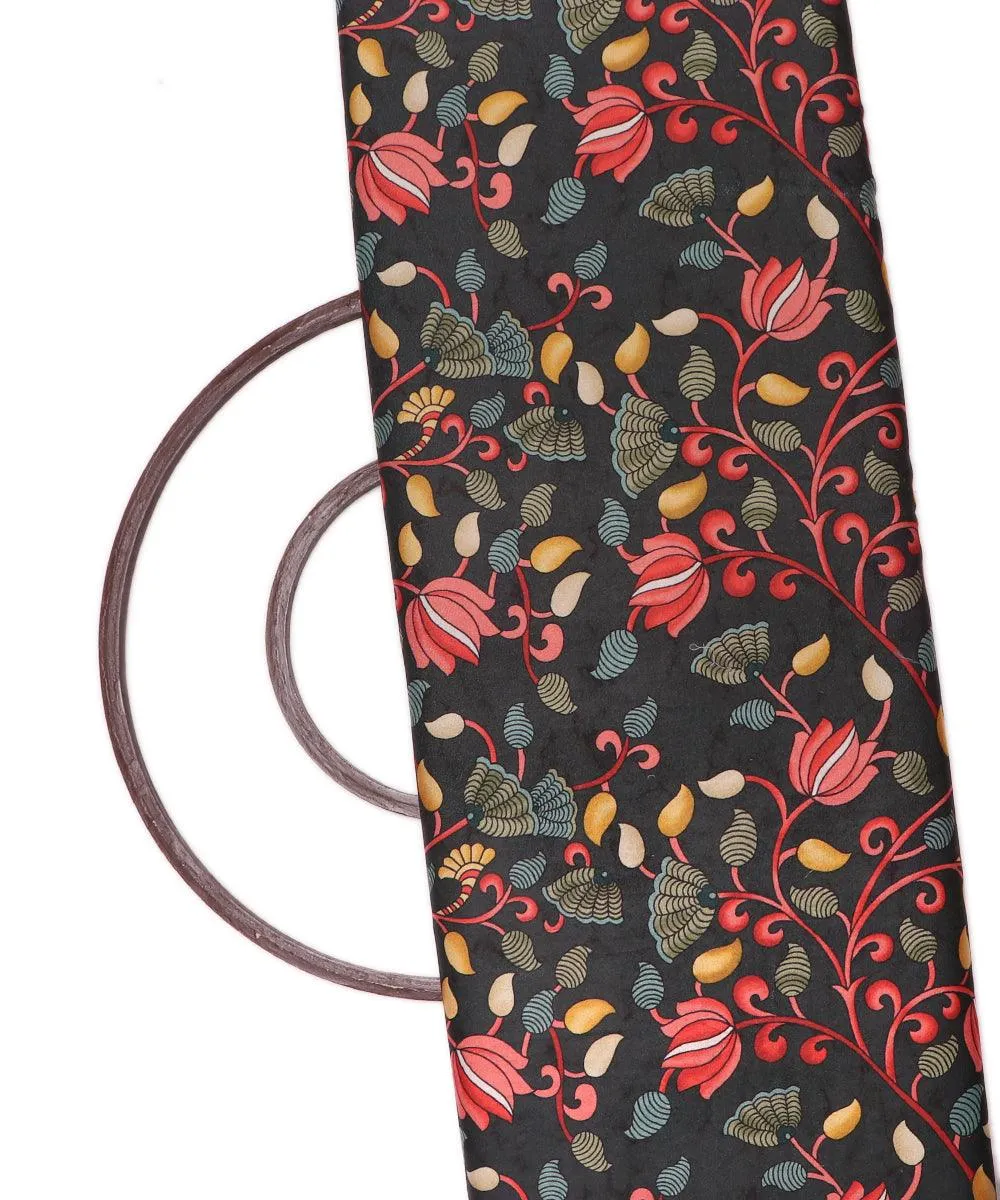 Forest Green Colour Floral Digital Print Velvet Fabric