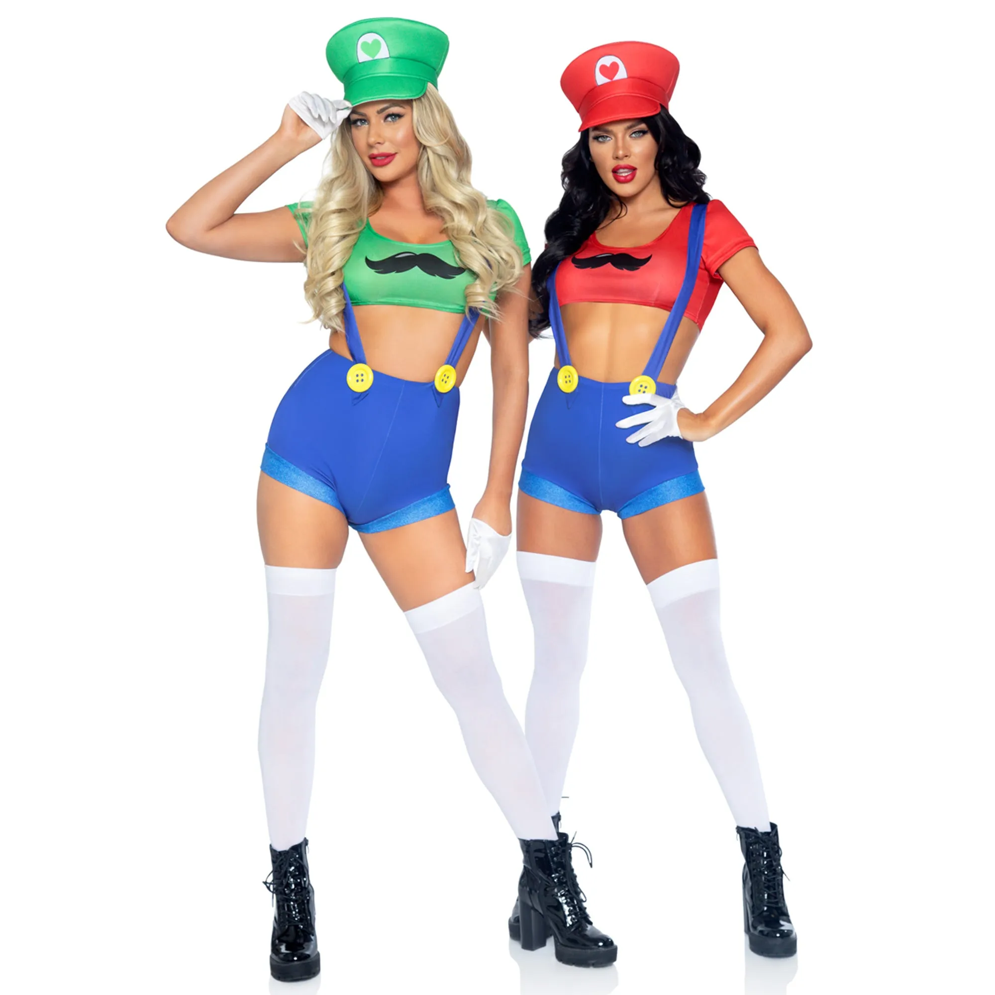 Gamer Babe Sexy Costume for Adults, Red Crop Top and Blue Short
