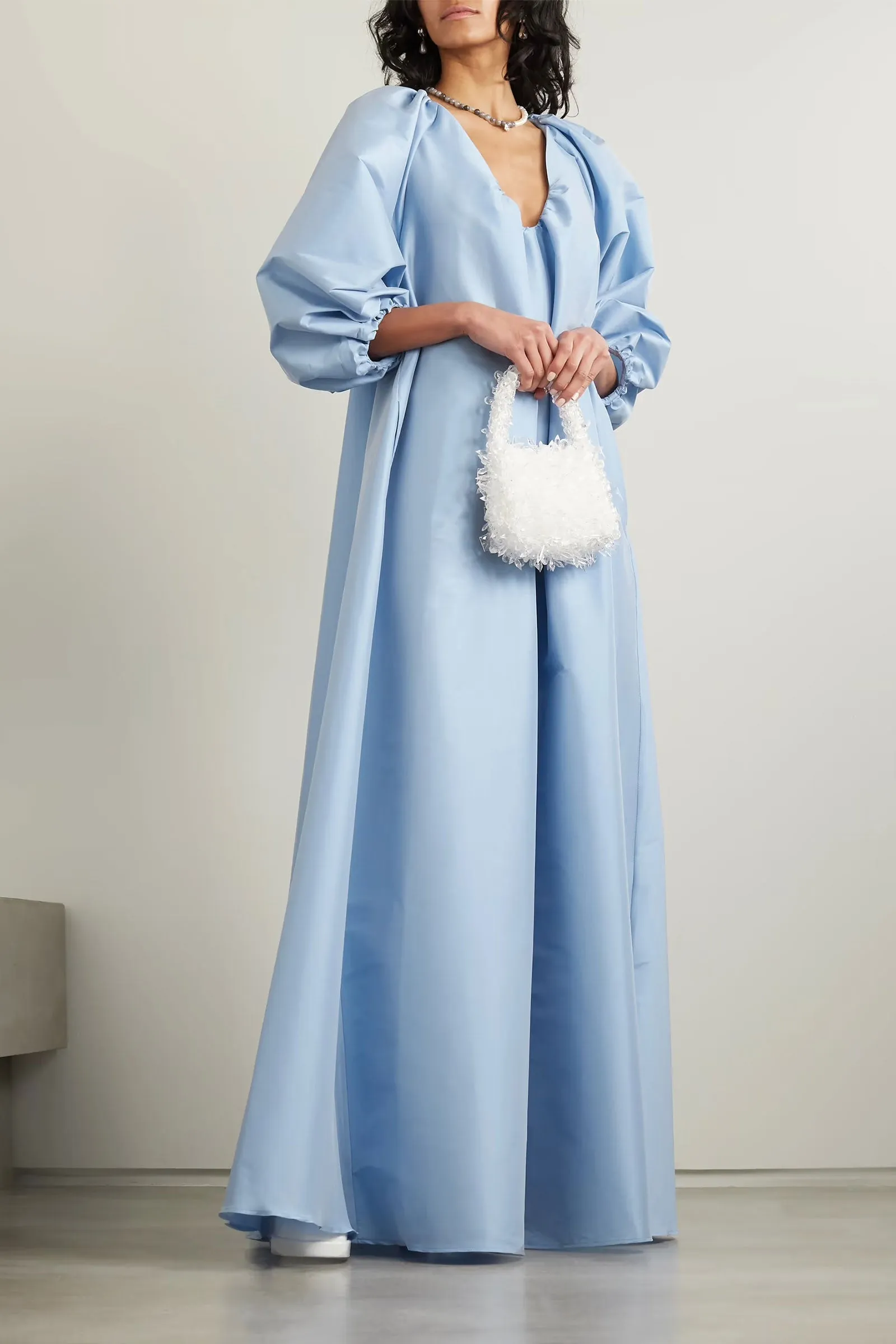 George gathered taffeta gown