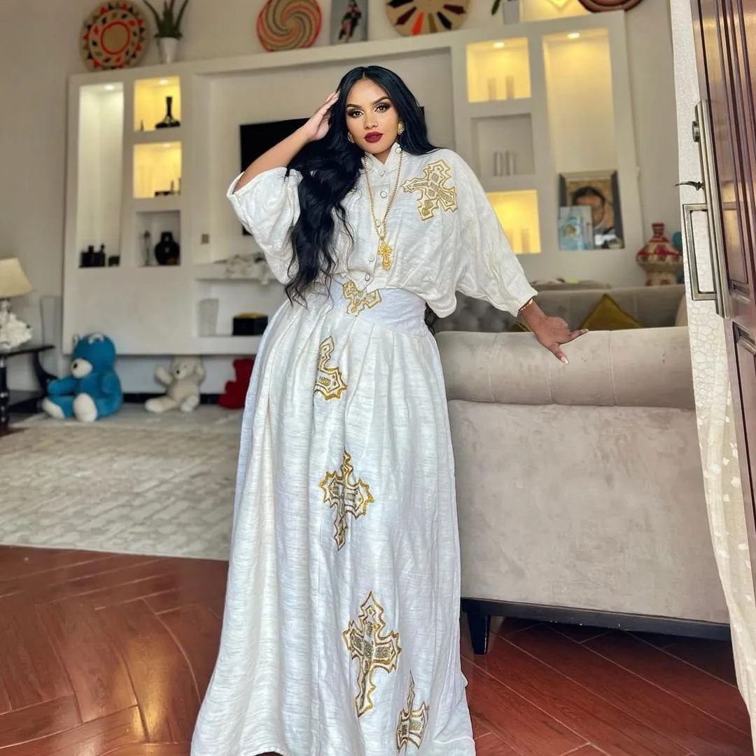 Handwoven Habesha Dress Ethiopian Traditional Dress Modern Habesha Kemis Habesha Libs Eritrean Dress